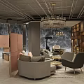 Elegant Modern Boutique Store Interior With Sofa Chairs Chandelier Bookshelves And Rug