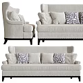 Modern Beige Sectional Sofa With Geometric Pattern Throw Pillows And Black Legs 3d model