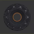Shiny Cylindrical Mechanical Industrial Component Featuring Gray Black Metal Surface And End Design