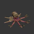 Fantasy Octopus Like Game Movie Character With Rock Head Multiple Tentacles And Pink Brown Color