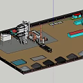 Industrial Equipment Facility With Towers Conveyor Belts Pipes And Processing Machinery