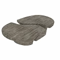 Two Modern Stacked Round Coffee Tables With Textured Wooden Surface Design 3d model