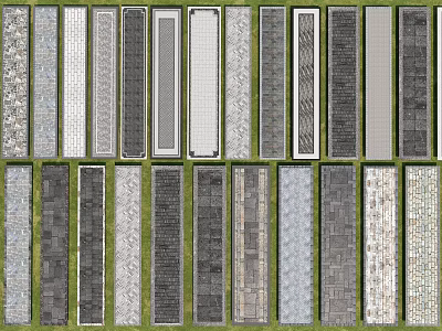 Various Architectural Textured Wall And Floor Tile Samples With Different Patterns 3d model