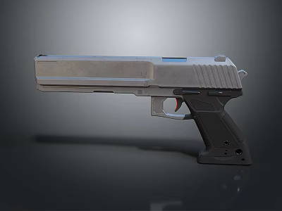 Futuristic Modern Pistol Design With Metallic Body Grip And Blue 3d model