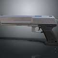Futuristic Modern Pistol Design With Metallic Body Grip And Blue