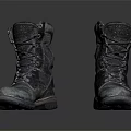 Dark Colored Work Boots With Laces Thick Soles And Worn Durable Design 3d model