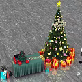 Christmas Photo Spot With Large Decorated Tree Star Top Small Tree And Gift Boxes