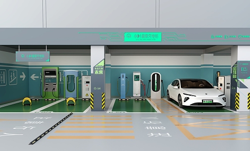 Charging station underground garage charging pile parking space 3d model