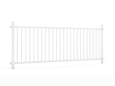 White Metal Fence With Vertical Rails For Residential Outdoor Security 3d model