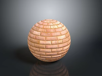 Decorative Brick Sphere With Textured Surface And Red Brown Color On Dark Background 3d model