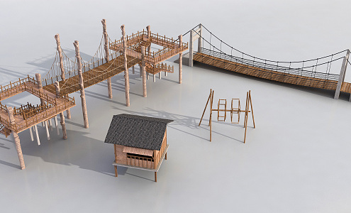 Chinese Style Suspension Bridge Fun Suspension Bridge 3d model