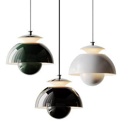 Modern Pendant Lights in Green White Black with Smooth Dome Shade 3d model