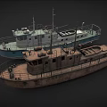 Two Ships Featuring Modern Blue Hull and Rusty Vintage Structure with Decks