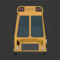 Yellow School Bus 3D Model With Blue Windows Black Roof And Passenger Seats