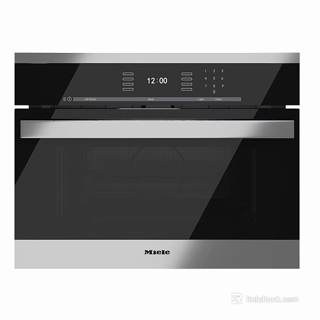 Miele Built in Kitchen Oven With Black Glass Panel And Digital 3d model 