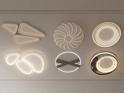 Various Modern Ceiling Lights With Stylish Designs And Different Unique Shapes 3d model