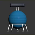 Blue Fitness Ball Chair with Black Backrest Metal Frame and Wheels