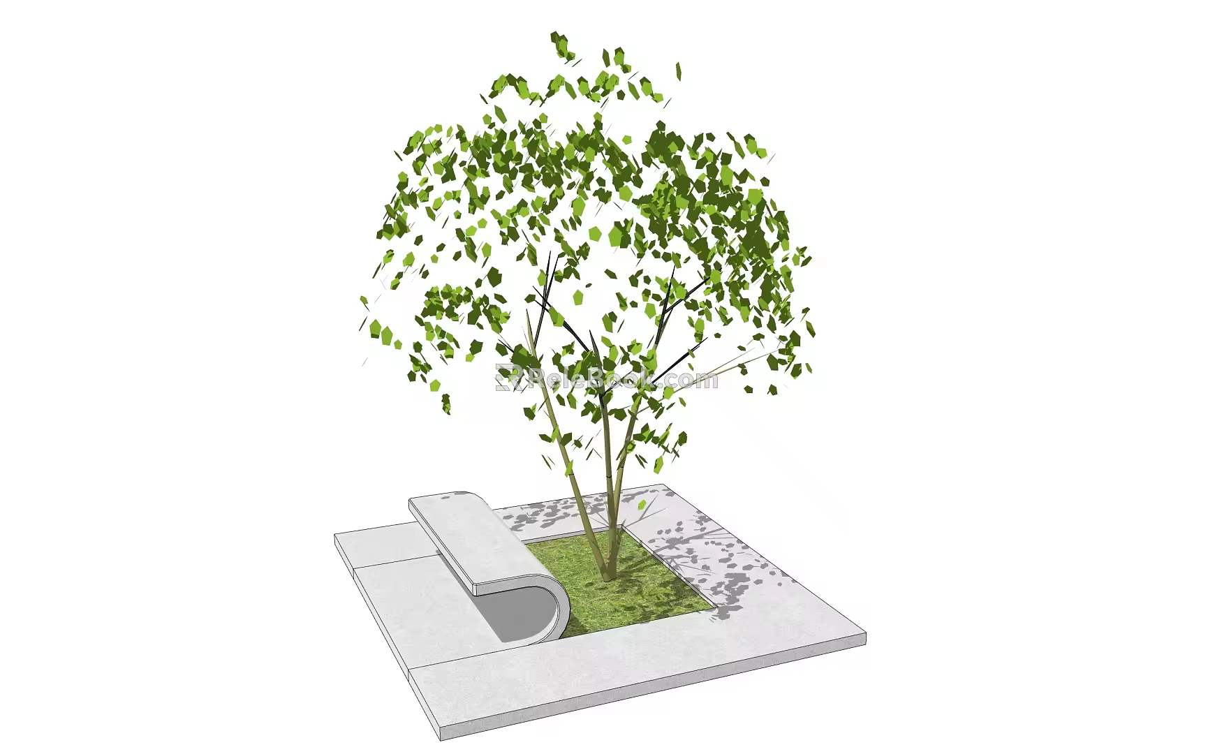 Modern tree pool shaped tree pool seat 3d model