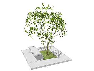 Modern tree pool shaped tree pool seat 3d model