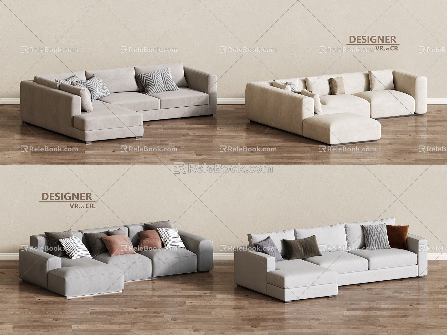 Modern Cream Wind Sand Publishing Art Sofa Multi-person Sofa Living Room Sofa 3d model