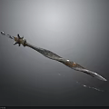 Mythical Warrior Silver Sword With Twisted Blade And Creature Decorative Hilt On Dark Background