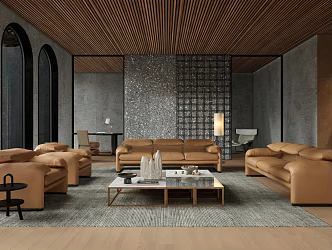 Modern Living Room Villa Living Room Sofa Coffee Table Combination 3d model