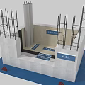 Building Construction Components With Scaffolding Steel Reinforcement And Concrete Walls