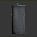 Old Metal Trash Can Featuring Rusty Surface Side Handle And Weathered Look