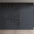Modern Black Textured Wall Featuring Geometric Patterns In Minimalist Interior Design 3d model