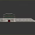 Traditional Chinese Architecture With Gate Tower City Wall Red Gate And Gray Tile Roof