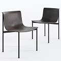 Modern Dining Chairs With Brown Leather Seats And Black Metal Legs