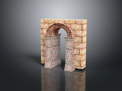 Gate House Stone Gate House Gate Post Stone Gate Post Ruin Gate Post Arch Stone Post Outdoor Articles Realistic 3d model