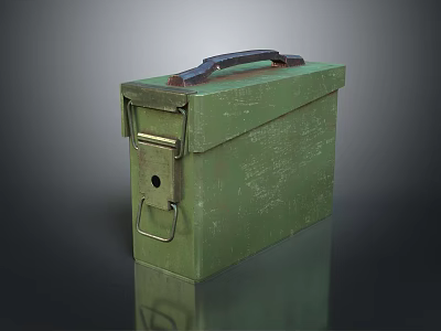 Green Vintage Storage Box with Black Handle and Metal Clasp Sturdy Design for Organizing Items 3d model