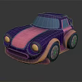 Cartoon Style Purple Pink Gradient Car 3D Render with Vibrant Colors and Headlights