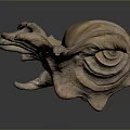 Organic Shell Structure With Hairy Surface And Spiny Projections On Dark Background