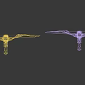 Decorative Weapon With Dark And Pink Wings Golden Body And Green Gemstone