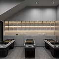 Sleek Modern Hair Beauty Salon Interior Design With Large Bright Floor To Ceiling Glass Windows