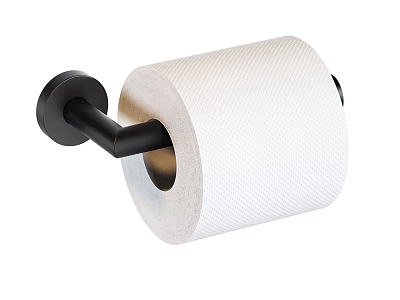 Modern Wall Mounted Bathroom Toilet Paper Holder With Black Frame And White Roll 3d model