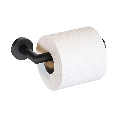 Modern Wall Mounted Bathroom Toilet Paper Holder With Black Frame And White Roll 3d model