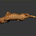 Orange Leopard Model with Black Spots on Dark Background and Reflection 3d model
