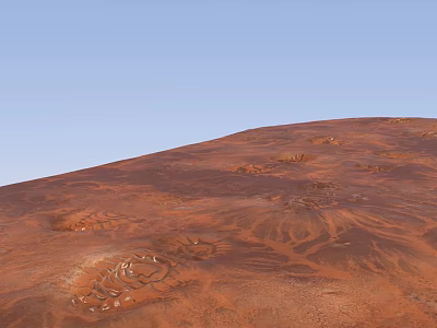 Red Sand Dune Ground Surface With Ripples And Indentations Under Blue Sky 3d model