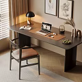 Modern Home Office Desk With Laptop Desk Lamp Green Plant And Chair
