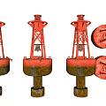 Red Industrial Equipment Metal Structures With Buoy Like Design And Circular Component