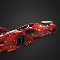 Red Ferrari Futuristic Racing Car With Aerodynamic Design And Shell Logo