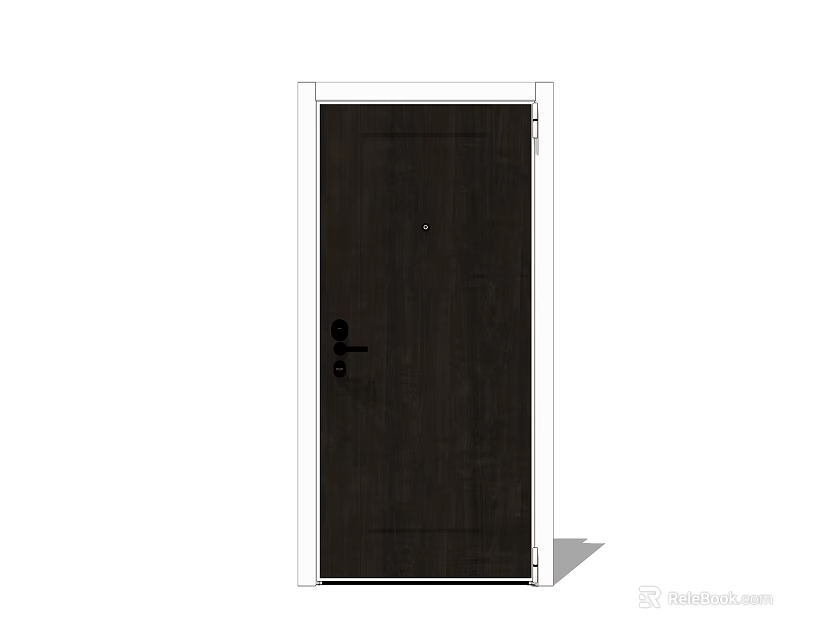 Black Wooden Texture Swing Door With White Frame For Modern Home Interior 3d model 