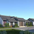 Traditional Chinese Detached Villa Exterior With Grey Tiles White Walls And Courtyard Garden Greenery