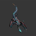 Game Movie Character Colorful Dragon With Blue Pink Body Open Wings And Roaring Mouth