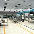Spacious Industrial Factory Workshop With Production Lines And Workers Operating Equipment