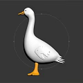 White Duck With Yellow Beak And Feet Standing On Dark Surface With Reflection 3d model
