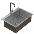 Modern Stainless Steel Kitchen Sink with Single Bowl and Faucet Design